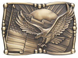 Eagle and flag brass buckle